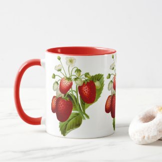 Country Style Strawberry Pattern Coffee Mug