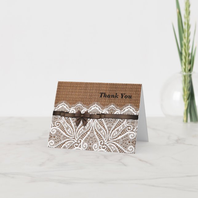 Country Style Thank You Card with Bow (Front)