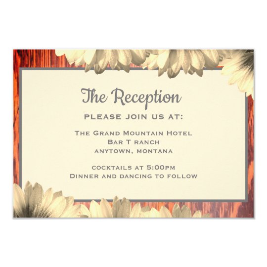 Country Style Wedding Cherry Wood Framed Reception Invitation