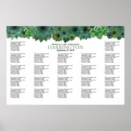Country Succulents Border Wedding Seating Chart