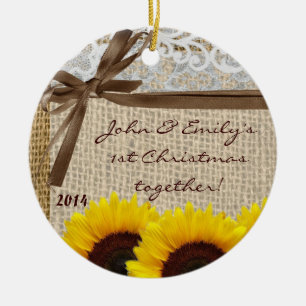Country Sun Flower Burl Personalized Name Ornament