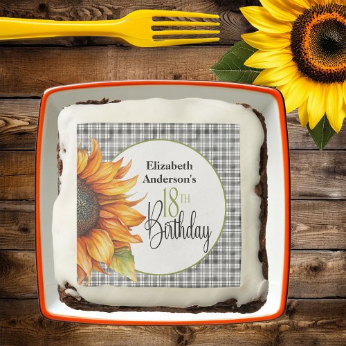 Country Sunflower 18th Birthday Brownie