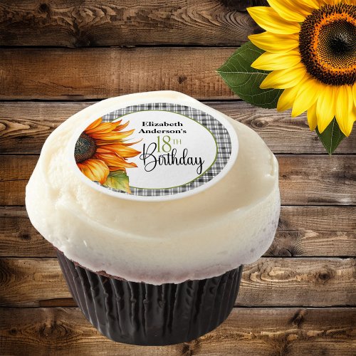 Country Sunflower 18th Birthday Edible Frosting Rounds