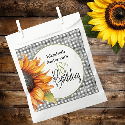 Country Sunflower 18th Birthday Favor Bag