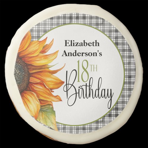 Country Sunflower 18th Birthday Sugar Cookie