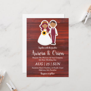 country sunflower and burgundy wedding invitations