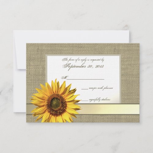 Country Sunflower and Burlap Look Response Personalized Invitations