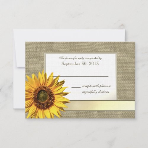 Country Sunflower and Burlap Look Response Custom Invites
