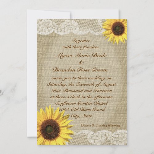 Country Sunflower and Lace Invite