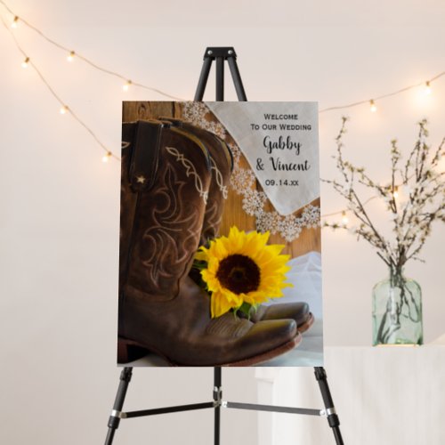 Country Sunflower and Lace Western Wedding Foam Board