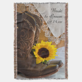 Country Sunflower and Lace Western Wedding Throw
