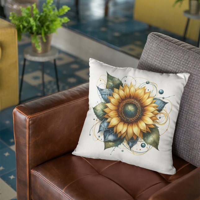 Country Sunflower and Rustic Denim Blue Jean Throw Pillow (Creator Uploaded)
