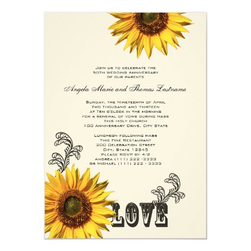 Country Sunflower Anniversary Card | Zazzle