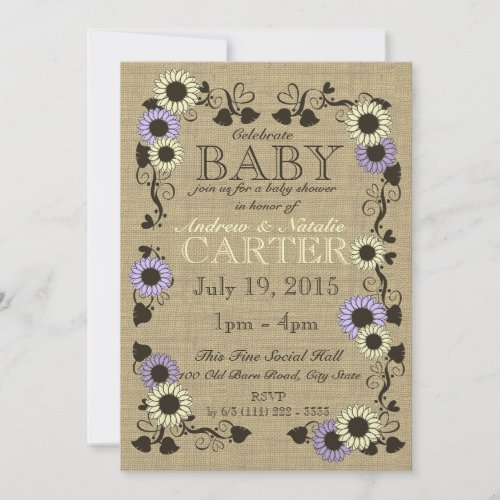 Country Sunflower Baby Shower Announcements