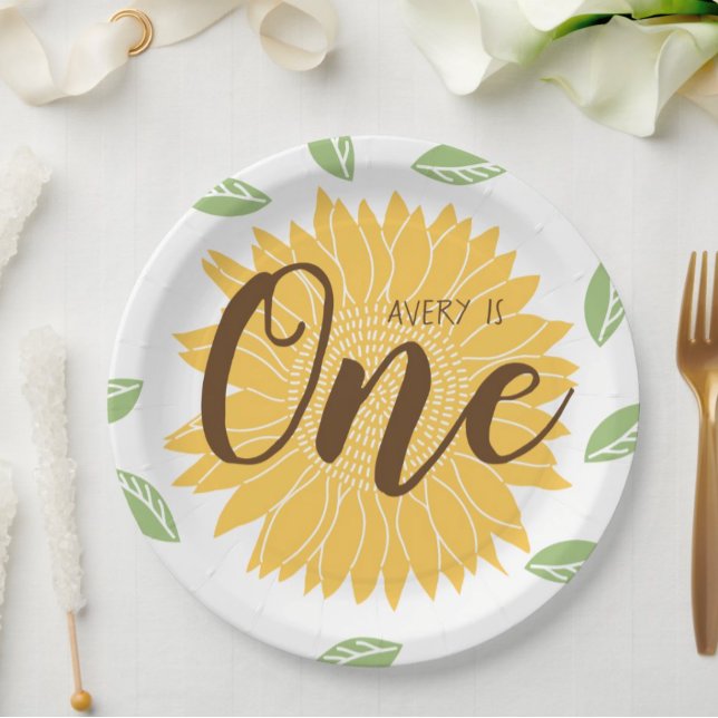 Country Sunflower Baby's 1st Birthday Paper Plates (Creator Uploaded)