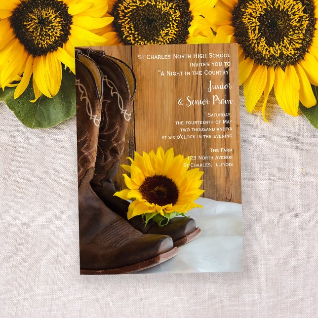 Country Sunflower Barn Party Junior / Senior Prom Invitation (Creator Uploaded)