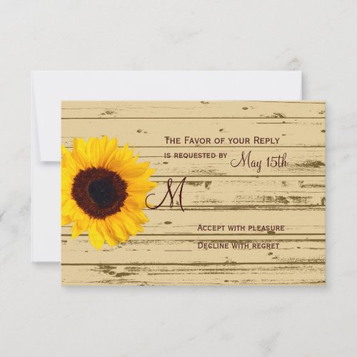 Country Sunflower Barn Rustic Wedding RSVP Cards