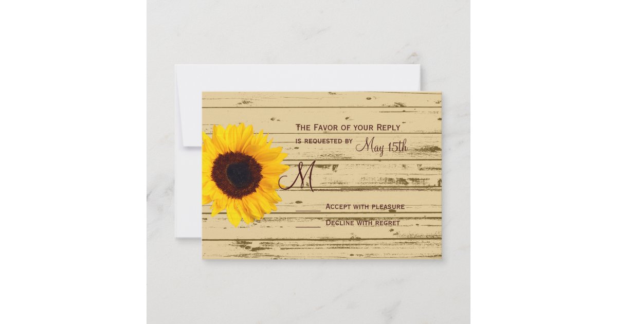 Country Sunflower Barn Rustic Wedding RSVP Cards | Zazzle