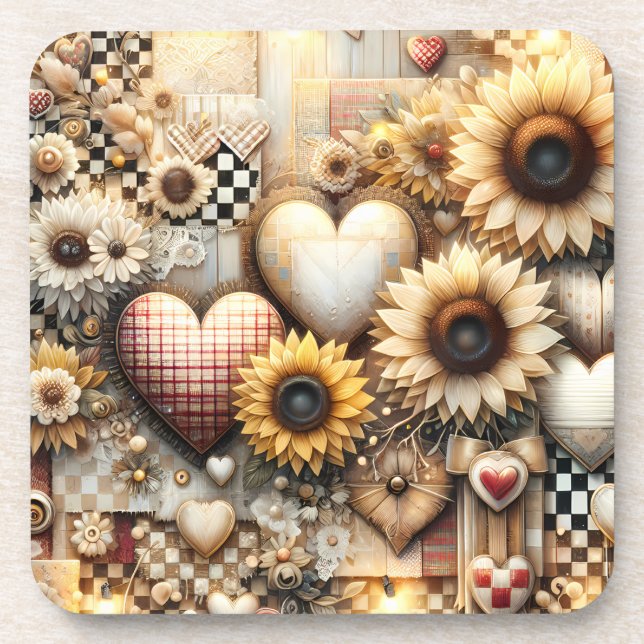 Country Sunflower  Beverage Coaster (Front)
