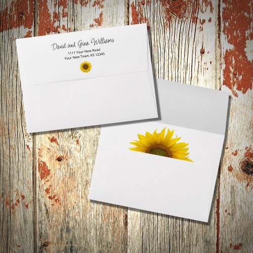 Country Sunflower Botanical Return Address  Envelope