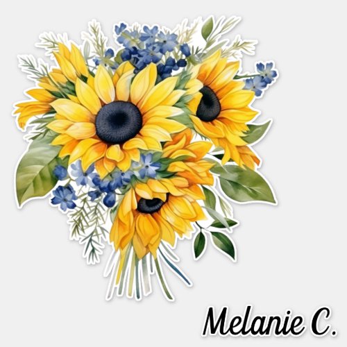 Country Sunflower Bouquet 12_ D15 Sticker