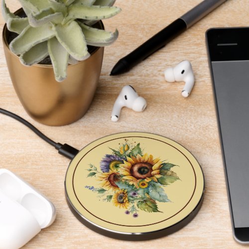Country Sunflower Bouquet  Wireless Charger