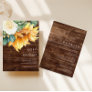 Country Sunflower Bouquet Wood All In One Wedding Invitation