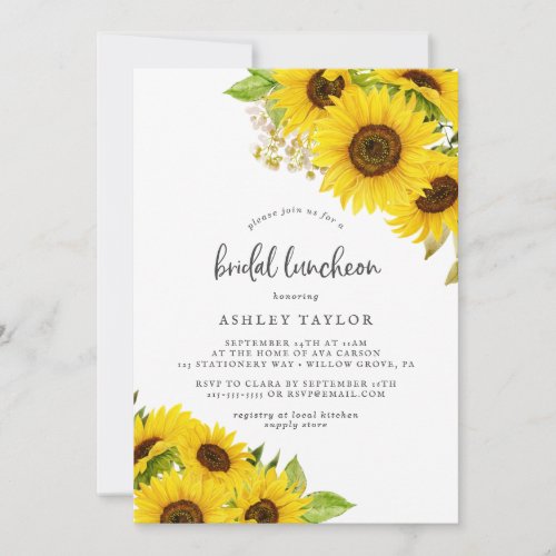 Country Sunflower Bridal Luncheon Invitation