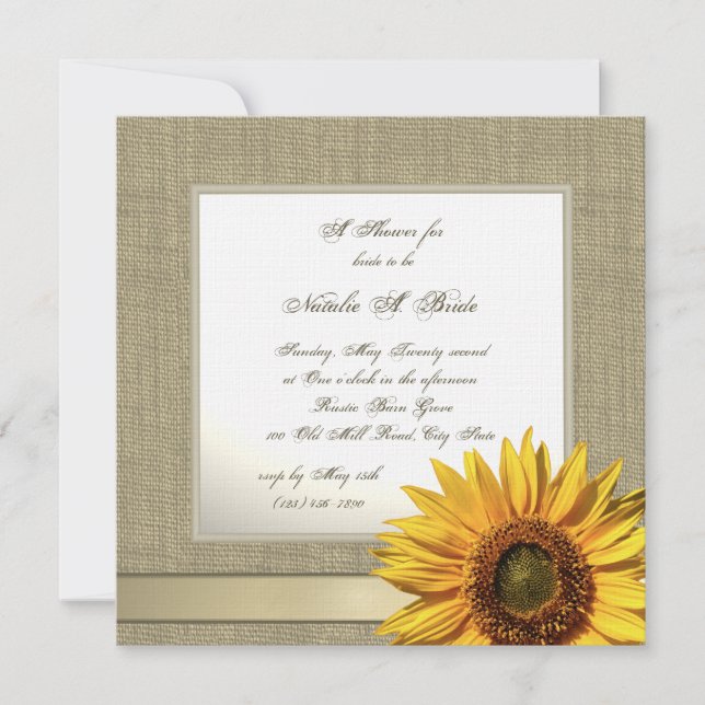 Country Sunflower Bridal Shower Invitation (Front)