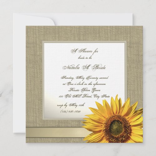 Country Sunflower Bridal Shower Personalized Invites