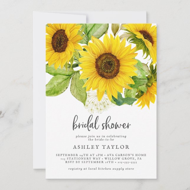Country Sunflower Bridal Shower Invitation (Front)