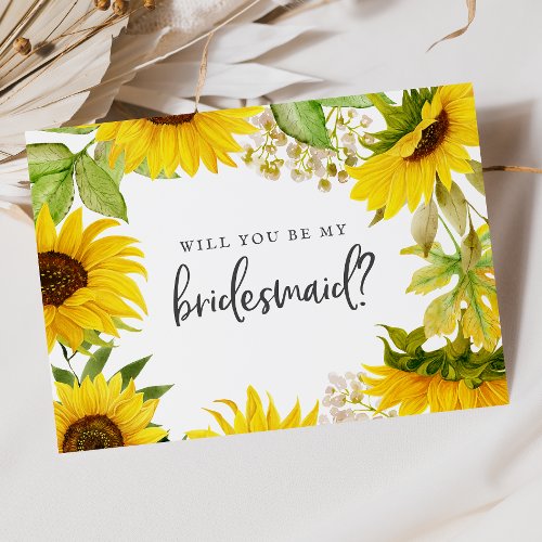 Country Sunflower Bridesmaid Proposal Card