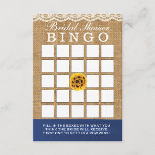 Country Sunflower Burlap Bridal Shower Bingo Cards