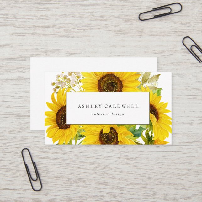 Country Sunflower Business Card (Front/Back In Situ)