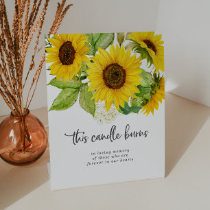 Country Sunflower Candle Burns Wedding Memorial Pedestal Sign