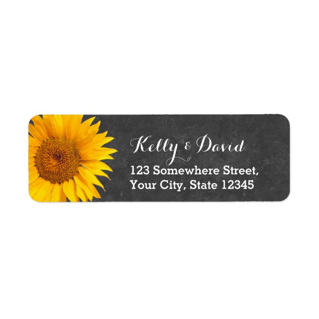 Country Sunflower Chalkboard Return Address Label (Front)