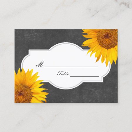 Country Sunflower Chalkboard Wedding Place/seating Place Card