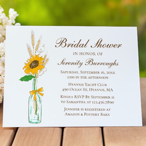 Country Sunflower Country Floral Bridal Shower Invitation