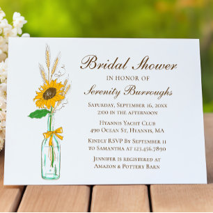 Country Sunflower Country Floral Bridal Shower Invitation