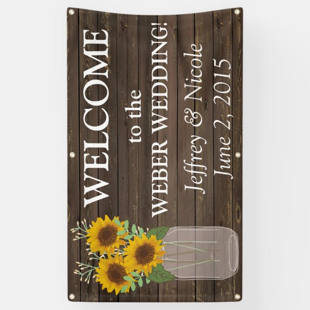 Country Sunflower Custom Wedding Banner