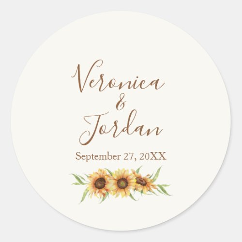 Country Sunflower Custom Wedding Stickers