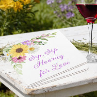 Country Sunflower Daisy Watercolor Floral Wedding