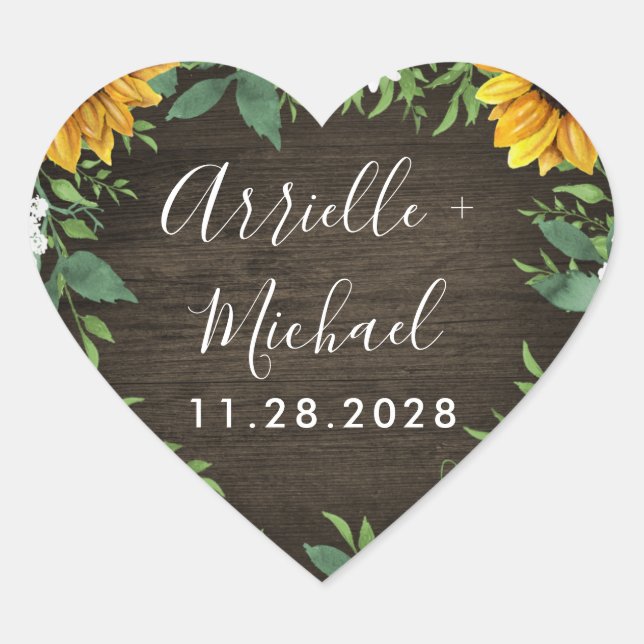 Country Sunflower Daisy Wedding Favor Stickers (Front)