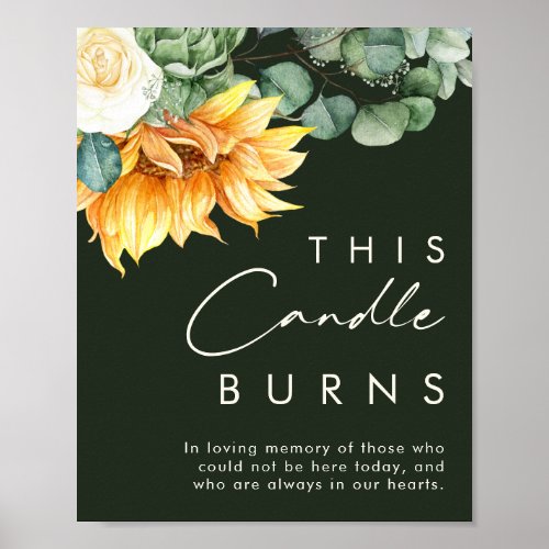 Country Sunflower  Dark Green This Candle Burns Poster