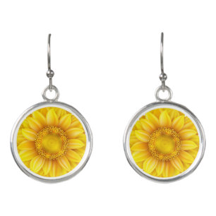 Country Sunflower Drop Earrings