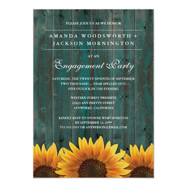 Country Sunflower Engagement Party Invitations