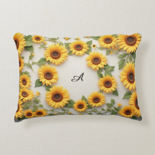 Country Sunflower Floral Design Accent Pillow