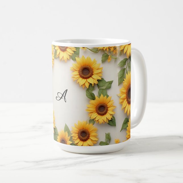 Country Sunflower Floral Design Coffee Mug (Front Right)