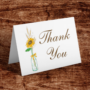 Country Sunflower Floral Thank You Rustic Wedding Card
