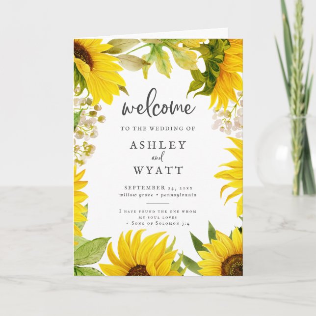Country Sunflower Folded Wedding Program (Front)
